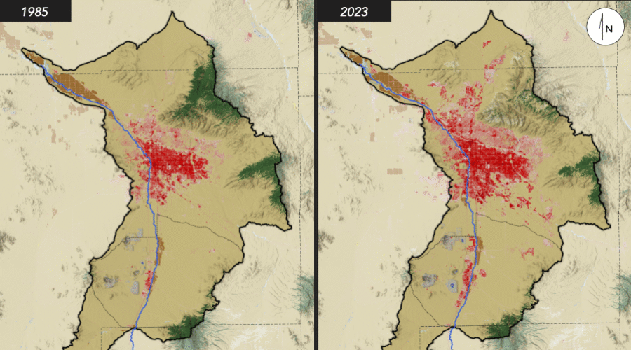 The National Land Cover Dataset reveals changes in land cover between 1985 and 2023 in the Tucson-area watershed.